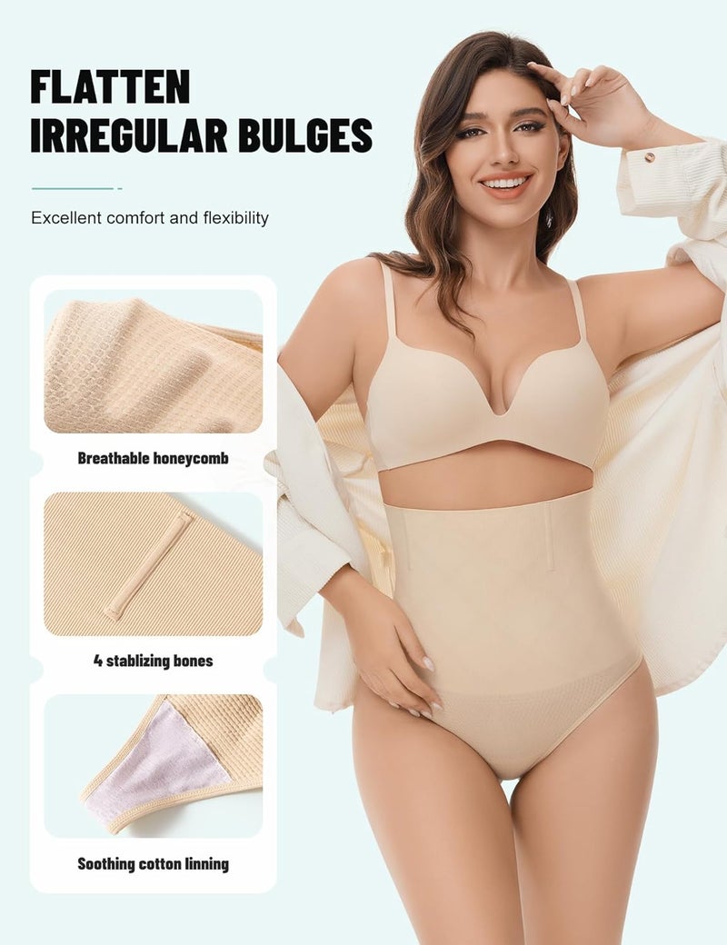 SOL LORA Thong Shapewear for Women Tummy Control High Waisted Body Shaper Underwear Seamless Shaping Panties - Image 3